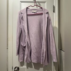 LOFT Light Purple Open Front Knit Blazer